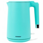 Чайник электрический с двойными стенками SONNEN KT-8719M, 1,5 л, 2200 Вт, мятный, 454694