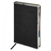 Ежедневник датированный 2026 А5 148х218 мм, GALANT 'Infinity Silver', под кожу, черный, 117495
