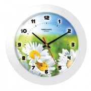 Часы настенные TROYKA 51510532, круг, с рисунком 'Ромашки', белая рамка, 30,5х30,5х5,4 см