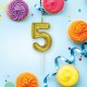Свеча-цифра для торта '5' золотая с глиттером, 6 см, ЗОЛОТАЯ СКАЗКА, на шпажке, в блистере, 591418