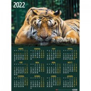 Календарь настенный листовой, 2022г, формат А2 45х60см, Год тигра3, HATBER, Кл2_25936