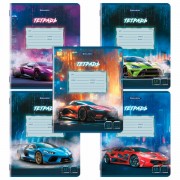 Тетради ДЭК 18 л. КОМПЛЕКТ 10 шт. BRAUBERG, клетка, обложка картон, 'SPORT CARS', 107334