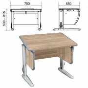 Стол-парта регулируемый 'ДЭМИ' СУТ.41, 750х550х530-815 мм, серый каркас, пластик серый, дуб сонома (КОМПЛЕКТ)