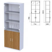 Шкаф закрытый со стеклом 'Бюджет', 716х349х1810 мм, орех французский (КОМПЛЕКТ)
