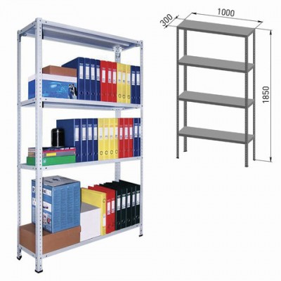 Стеллаж металлический ПРАКТИК 'MS', 1850х1000х300 мм, 4 полки, MS 185/100х30/4