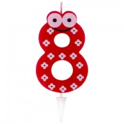 Свеча-цифра для торта '8' 'С глазками', 6 см, ЗОЛОТАЯ СКАЗКА, с держателем, в блистере, 591411