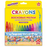 Восковые мелки утолщенные на масляной основе ЮНЛАНДИЯ 'ДОМИКИ', 24 цвета, 273091