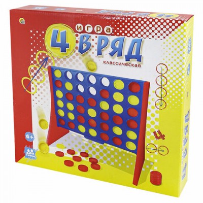 Игра настольная логическая '4 в ряд', подставка, пластиковые фишки, РЫЖИЙ КОТ, И-0648