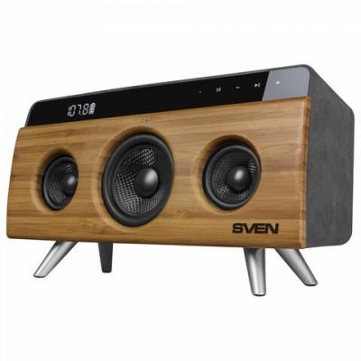 Колонка портативная SVEN HA-930, 2.0, 30 Вт, Bluetooth, FM, USB, LED-дисплей, бамбук,, SV-019068