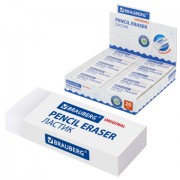 Ластик большой BRAUBERG EXTRA, 60х24х11 мм, белый, прямоугольный, экологичный ПВХ, картонный держатель, 228074