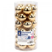 Шары ёлочные 30 шт., 4 см, 'Solid Color', пластик, ЗОЛОТО, глянец, ЗОЛОТАЯ СКАЗКА, 592497