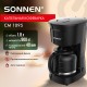 Кофеварка капельная SONNEN CM1095, 900 Вт, объем 1,8 л, подогрев кофе, противокапельная система, черная, 456334