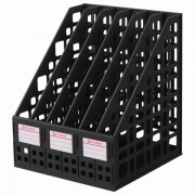 Лоток вертикальный для бумаг BRAUBERG 'MAXI Plus', 240 мм, 6 отделений, сетчатый, сборный, черный, 237015