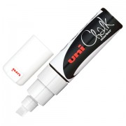 Маркер меловой UNI 'Chalk', 8 мм, БЕЛЫЙ, влагостираемый, для гладких поверхностей, PWE-8K WHITE