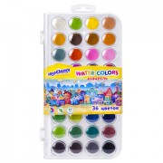 Краски акварельные ЮНЛАНДИЯ 'ДОМИКИ', 36 цветов, круглые кюветы 23 мм, пенал, 192633