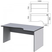 Стол письменный эргономичный 'Монолит', 1600х900х750 мм, правый, цвет серый, СМ6.11