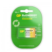 Батарейка аккумуляторная GP ReEnergy Ni-Mh 1 шт., 'Крона' (20R8H 9V), 200 mAh, 20R8HRGY-2CRCB1