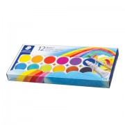 Краски акварельные STAEDTLER (Германия), 12 цветов + белила, с кистью, пластиковая коробка, 888 NC12