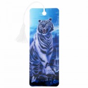 Закладка для книг с линейкой 3D-ОБЪЕМНАЯ BRAUBERG, 'Белый тигр', с декоративным шнурком, 125754