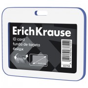 Бейдж горизонтальный ERICH KRAUSE (85х54 мм), корпус белый с синим, 63755