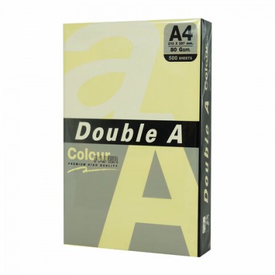 Бумага цветная DOUBLE A, А4, 80г/м2, 500 л, пастель, светло-желтая, ш/к 23472