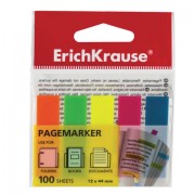 Закладки клейкие ERICH KRAUSE 'Neon', 44х12 мм, 5 цветов х 20 листов, в пластиковой книжке, 31177